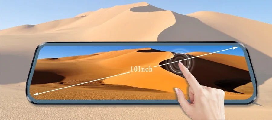 Caméra Embarquée Rétroviseur 10'' Double Enregistrement 1080P, Vision Nocturne, Surveillance 24h/24 avec Caméra de Recul pour Voiture/SUV