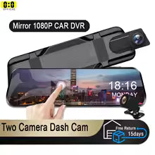 Caméra Embarquée Rétroviseur 10'' Double Enregistrement 1080P, Vision Nocturne, Surveillance 24h/24 avec Caméra de Recul pour Voiture/SUV