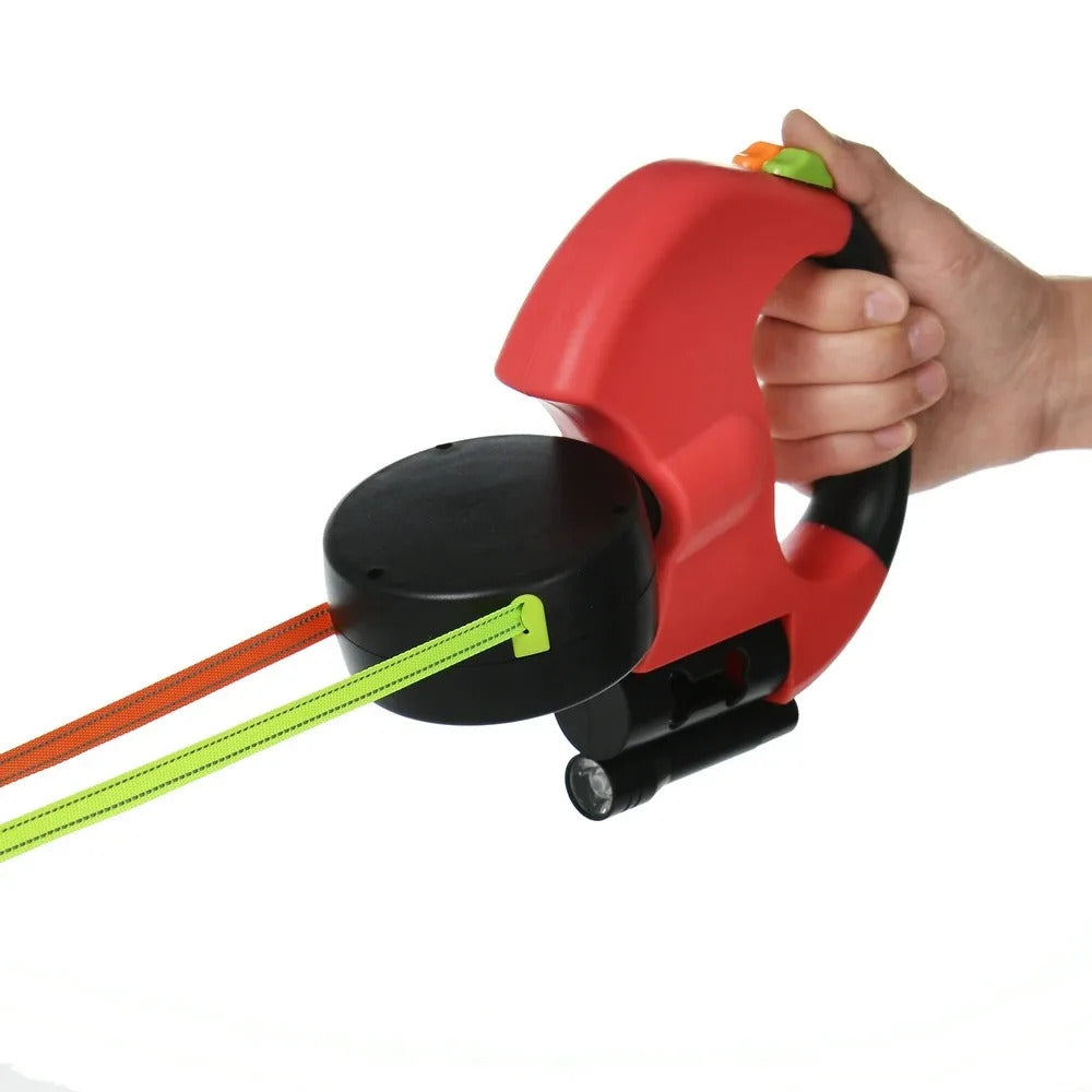 Laisse de chien rétractable pour petits chiens, laisse double avec lumières, sans enchevêtrement, coulée, touristes, animal de compagnie, plomb, 360, 3m