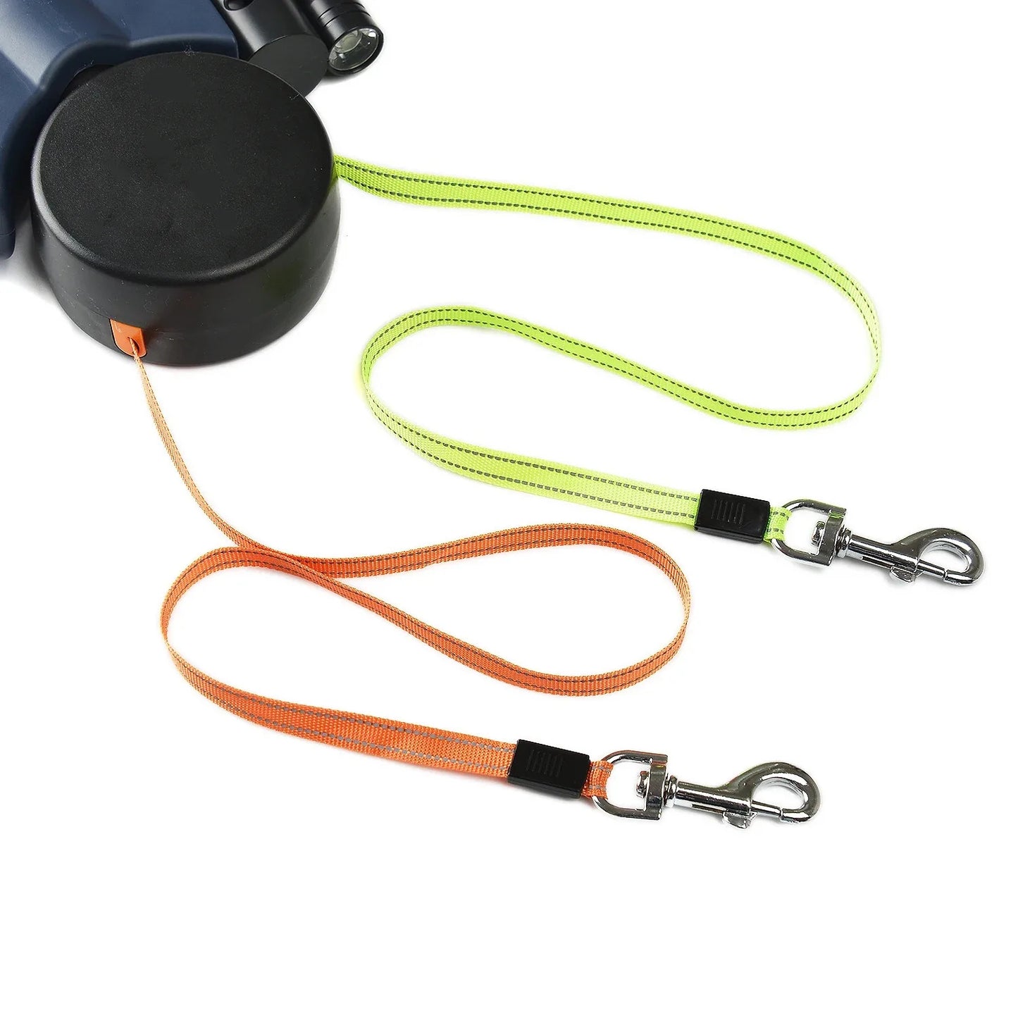 Laisse de chien rétractable pour petits chiens, laisse double avec lumières, sans enchevêtrement, coulée, touristes, animal de compagnie, plomb, 360, 3m